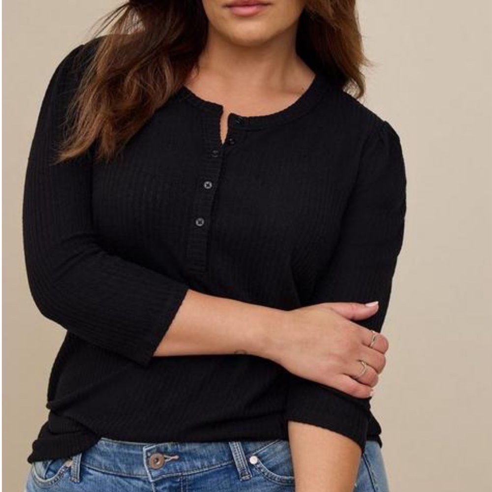 Torrid Ribbed Henley Top